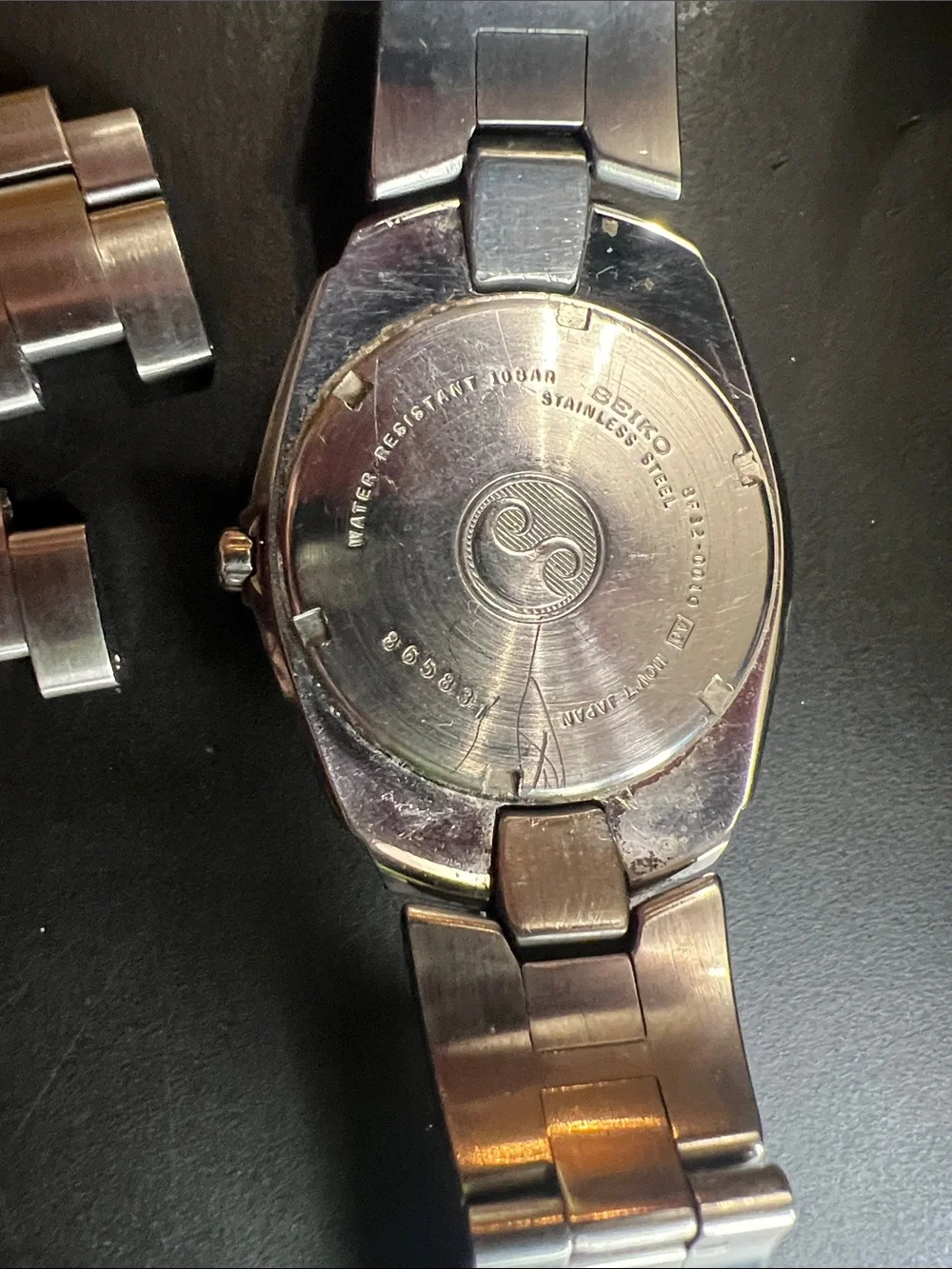 Seiko perpetual calendar stainless steel Bracelet Watch with Dial for parts case